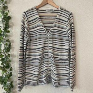 SUMMIT HILL | CARDIGAN SIZE S RAMIE/COTTON CREM/BLUE/BLACK